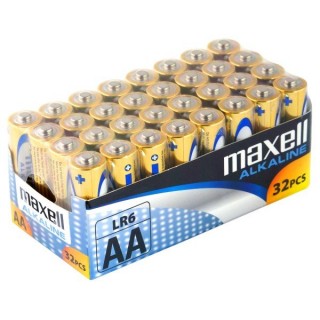 BATAA.ALK.MX32; LR6/AA baterijos 1,5V Maxell Alkaline MN1500/E91 pakuotėje 32 vnt.