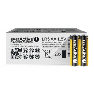 БАТАА.АЛК.еАИ40; Батарейки LR6/AA 1,5В everActive Industrial Alkaline MN1500/E91 в упаковке по 40 шт