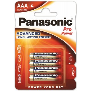 BATAAA.ALK.PPP4; LR03/AAA baterijas Panasonic PRO Power Alkaline MN2400/E92 iepakojumā 4 gb.