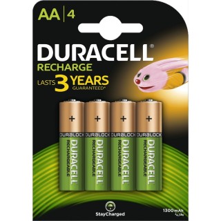 AKAA.D4; R6/AA batteries 1.2V Duracell Recharge series Ni-MH HR6 1300 mAh in a package of 4 pcs.