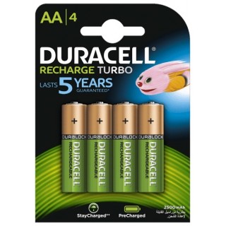 AKAA.DT4; R6/AA baterijos 1.2V Duracell Recharge Turbo serijos Ni-MH HR6 2500 mAh pakuotėje 4 vnt.