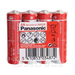 BATAA.ZN.P4T; LR6/AA baterijas Panasonic Zinc-carbon MN1500/E91 iepakojumā 4 gb.