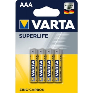 БАТААА.ЗН.В4; Батарейки LR03/AAA Varta Superlife Цинк-карбон MN2400/2003 в упаковке по 4 шт.