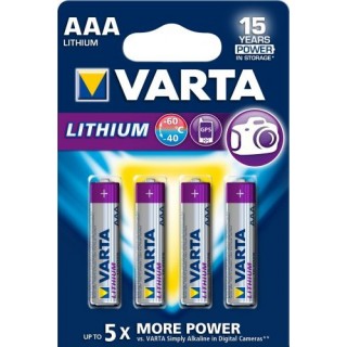 BATAAA.L.V4; R03/AAA baterijos Varta lithium L91/6106 pakuotėje 4 vnt.