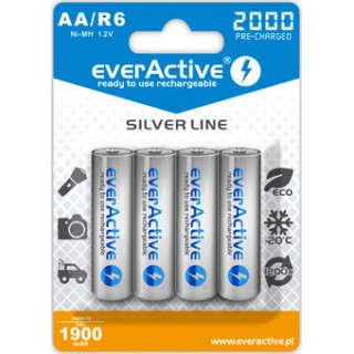 R06/AA baterijos 1.2V everActive Silver line Ni-MH 2000 mAh pakuotėje 1 vnt.