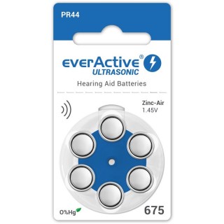 Size 675 | batteries 1.45V everActive Zn-Air PR44 pack 6 pcs.
