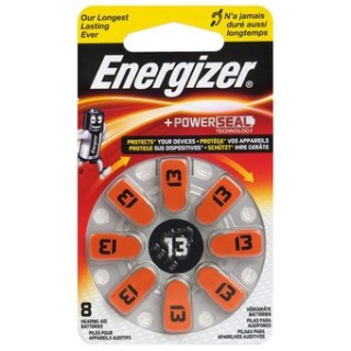 Size 13 batteries 1.45V Energizer Zn-Air PR48 in a package of 8 pcs.