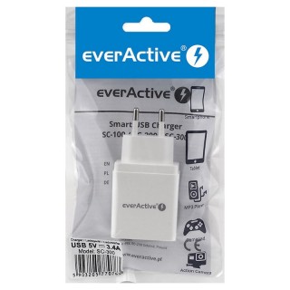 Розетка зарядная - блок питания USB 5В everActive SC-300 в упаковке по 1 шт.