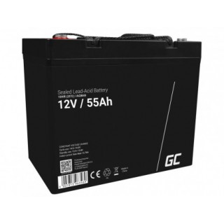 Green Cell AGM VRLA 12V 55Ah maintenance-free battery for mower, scooter, boat, wheelchair
