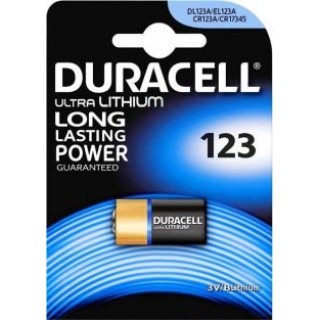 CR123 baterijas 3V Duracell litija DL123A iepakojumā 1 gb.