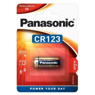 CR123 baterijas Panasonic 1400mAh litija iepakojumā 1 gb.