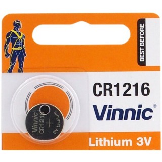 CR1216 baterijas 3V Vinnic litija CR1216 iepakojumā 1 gb.