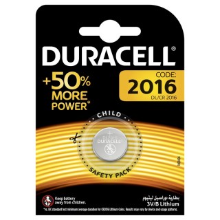 CR2016 baterijas 3V Duracell litija DL2016 iepakojumā 1 gb.