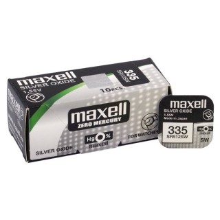 BAT335.MX1; 335 akkua 1,55V Maxell hopeaoksidi SR512SW 1 kpl pakkauksessa.