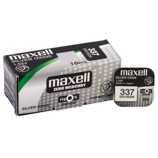 BAT337.MX1; 337 akkua 1,55V Maxell hopeaoksidi SR416SW 1 kpl pakkauksessa.