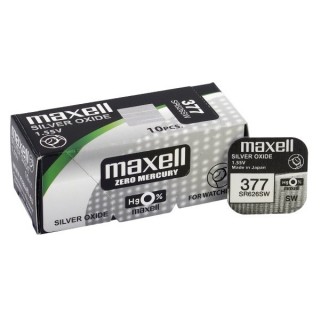 BAT377.MX1; 377 baterijas 1.55V Maxell sudraba-oksīda SR626SW iepakojumā 1 gb.