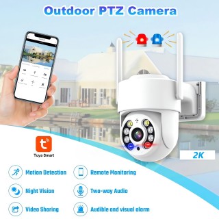 Red & Blue Light Outdoor Camera | Wi-Fi | 4MP | Tuya