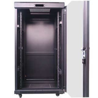 42U 19'' Напольный шкаф/ 800 x 800 x 2078/ Стеклянные двери/ Черный/ Hесмонтированный