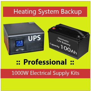 Set: Professional Inverter for UPS heating system 1000W + 12V 100Ah battery.