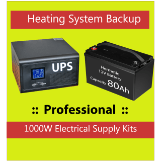 Komplekts: Profesionāls Invertors UPS apkures sistēmai 1000W + 12V 80Ah akum.