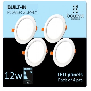 Set of 4 pieces round LED panel 12W 4000K 168x29 with built-in power supply