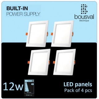Komplekts 4 gabali kvadrātformas LED panelis 12W 4000K 168x168x29 ar iebūvētu barošanas bloku