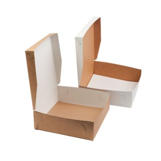 Коробки для торта картонные с вкладышем 240х240х100мм, крафт, 300шт/упак.