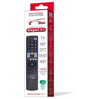 Universal programmable remote control 4:1 | Control for 4 devices simultaneously | 4:1 Elegant