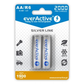 R06/AA baterijos 1.2V everActive Silver line Ni-MH 2000 mAh pakuotėje 2 vnt.