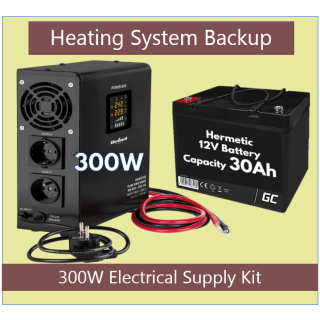 Set: 300W Backup power supply for heating 300W + Battery 12V 30Ah