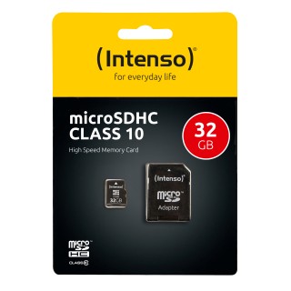 32GB Meža | Medību kameras Atmiņas karte MICRO SD ar SD adapteri, SDHC, CLASS 10 | Intenso