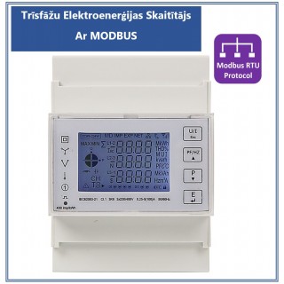 Three-phase electricity meter | Multi tariff | MODBUS protocol for remote reading of readings