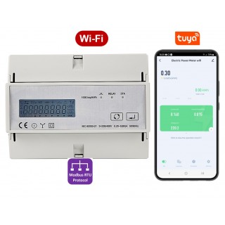 Three-phase electricity meter | Multi tariff | Wi-Fi | Tuya application | Built-in Relay