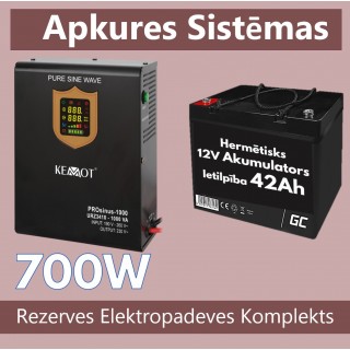 Rezerves Elektropadeves Komplekts Apkures Sistēmai UPS 700W + 12V 42Ah akumulators