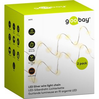 2 X Goobay LED dekoratyvinė virvelė, šviesios spalvos šilta balta, su laikmačiu
