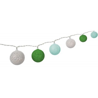 Goobay LED light string. 10 cotton balls, battery operated, green