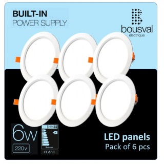 Set of 6 round LED panels 6W 4000K 118x29mm with built-in control unit