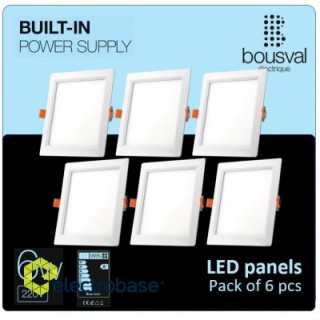 Set of 6 square shaped LED panels 6W 4000K 118x118x29mm with built-in control unit