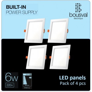 Set of 4 square LED panels 6W 4000K 118x118x29mm with built-in control unit