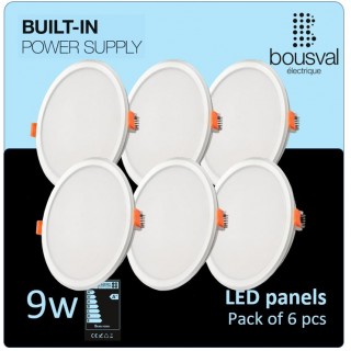 Set of 6 round shaped LED panel 9W 4000K 116x36mm with built-in control unit
