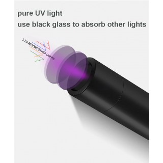 Ultraviolettivalo taskulamppu | ULTRAVIOLETTIVALO | 365NM | Akku 800 mAh 3 tuntia | USB