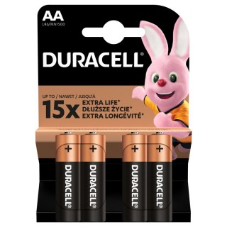 LR6/AA baterijas 1.5V Duracell BASIC sērija Alkaline MN1500 iepakojumā 4 gb.