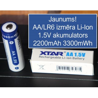 Akumulators AA R6 14500 2200mAh 1.5V XTAR Li-ion iepakojumā 1gb.