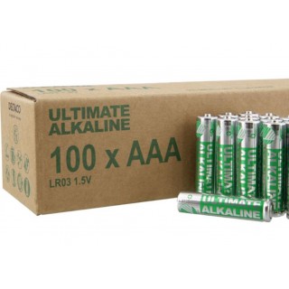 AAA LR03 paristo 1.5V Deltaco Ultimate Alkaline 100 kpl pakkauksessa.