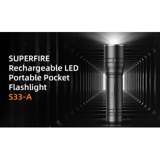 Ручной фонарь черный S33-A| battery 800mAh | USB | 124 lm | IP43