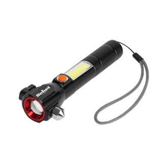REBEL rechargeable multifunctional flashlight (zoom, knife, glass hammer, magnet) | 1200mAh