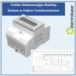 MODBUS Trīsfāžu elektrības skaitītājs darbam ar Ārējiem Transformatoriem, 3x230/400 V, 6A