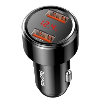 Car charger 45W with display | 2xUSB Quick Charge 3.0 | 12-24V | 45W Baseus