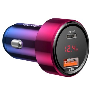 45W car cigarette lighter charger with display | USB 3.0 | USB-C 3.0 | Fast Car Charger
