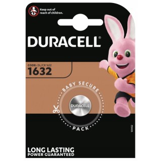  CR1632 batteries 3V Duracell lithium DL1632 in a package of 1 pc.